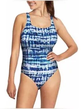 Speedo Blue Tie-Dye One-Piece Swimsuit